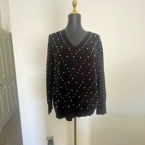 Chico's Studded V-Neck Pullover Sweater